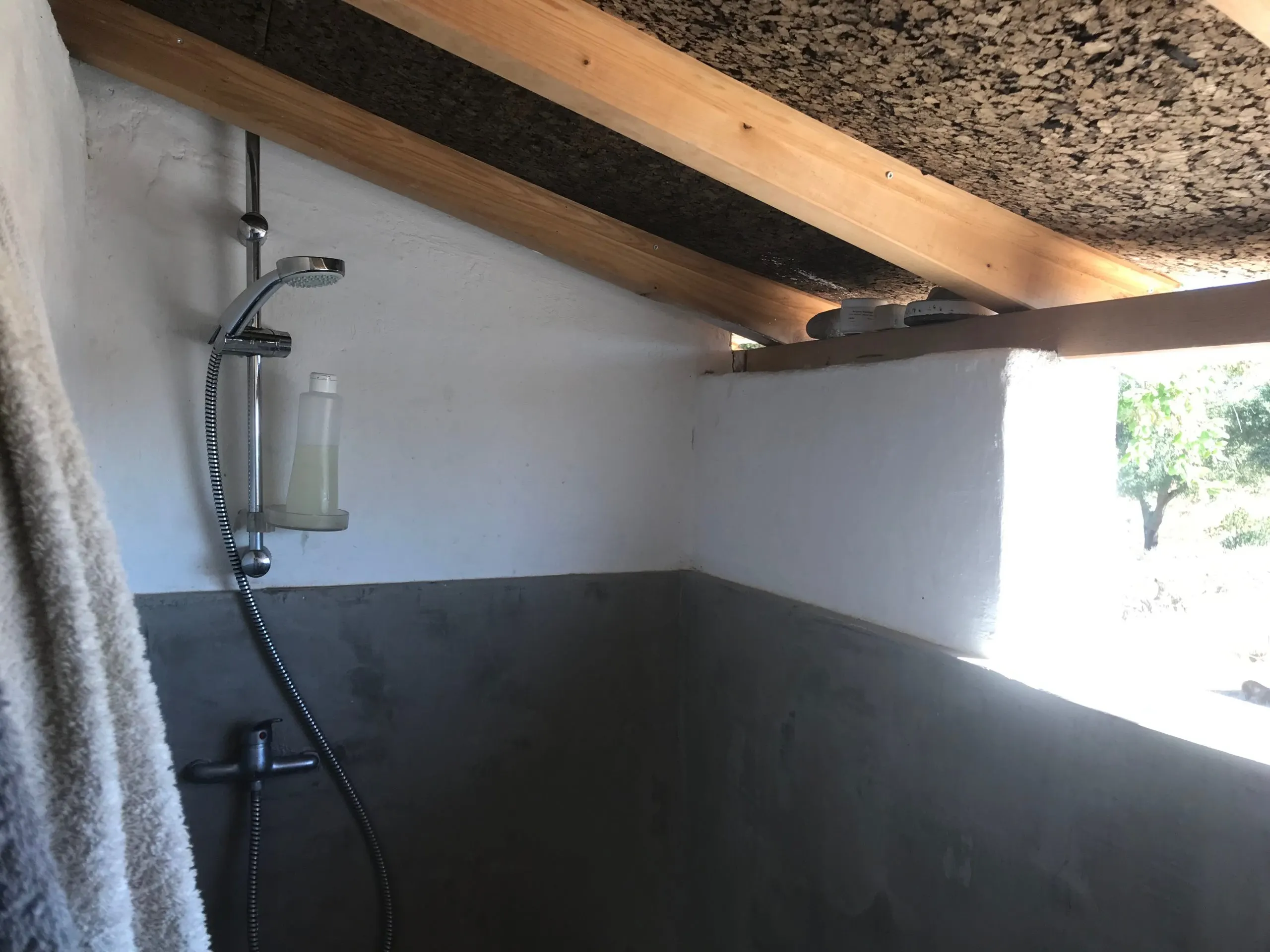 The shower inside the sanitary building